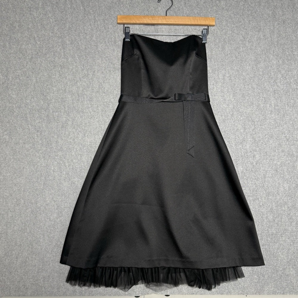 LAUNDRY SHELLI SEGAL Dress Women's Size 6 Black Strapless Ruffled Lace Bottom